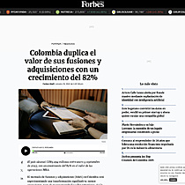 Colombia duplica el valor de sus fusiones y adquisiciones con un crecimiento del 82%